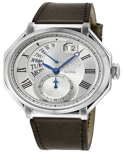 GV2 by Gevril Men's Marchese Brown Leather Watch 44mm