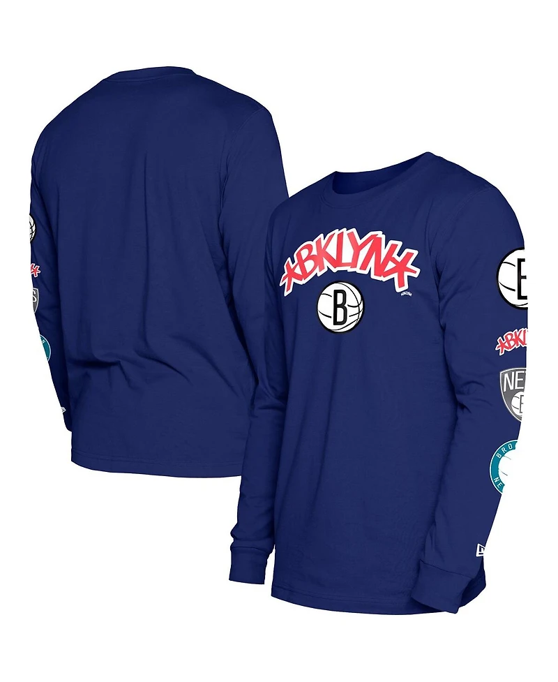 Men's New Era Blue Brooklyn Nets 2023/24 City Edition Long Sleeve T-shirt