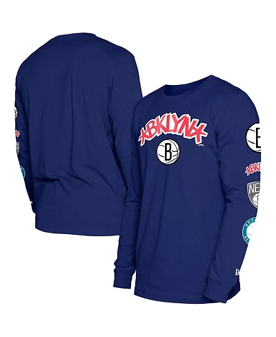 Men's New Era Blue Brooklyn Nets 2023/24 City Edition Long Sleeve T-shirt