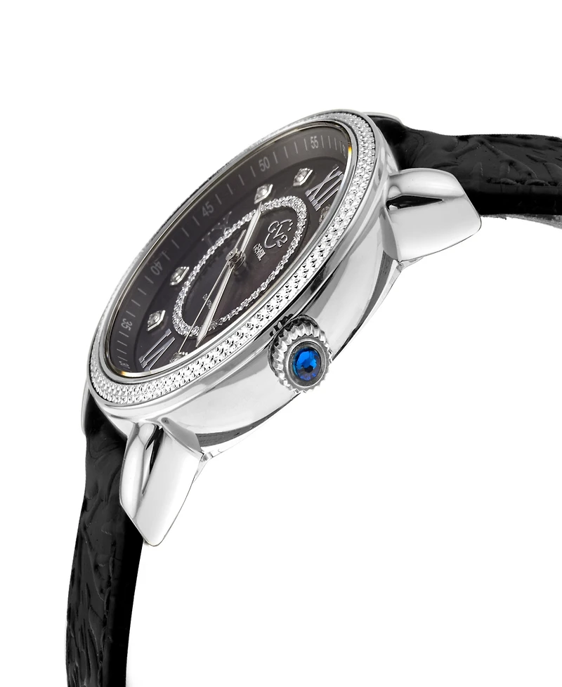 GV2 by Gevril Women's Marsala Black Leather Watch 37mm