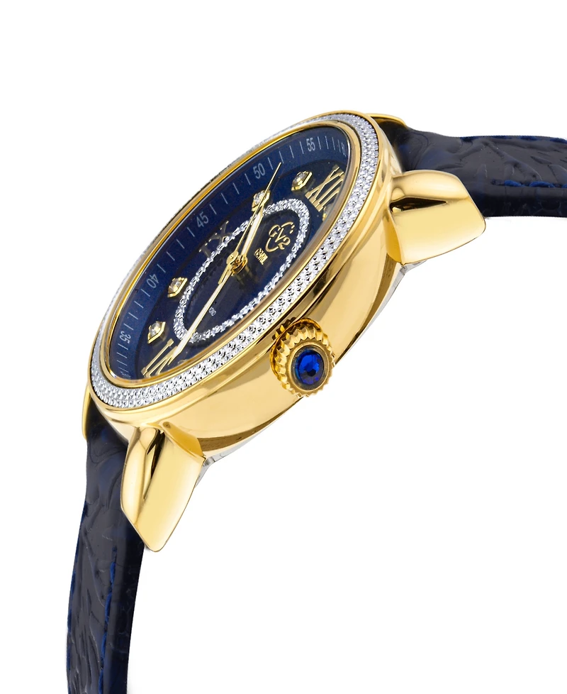 GV2 by Gevril Women's Marsala Blue Leather Watch 37mm