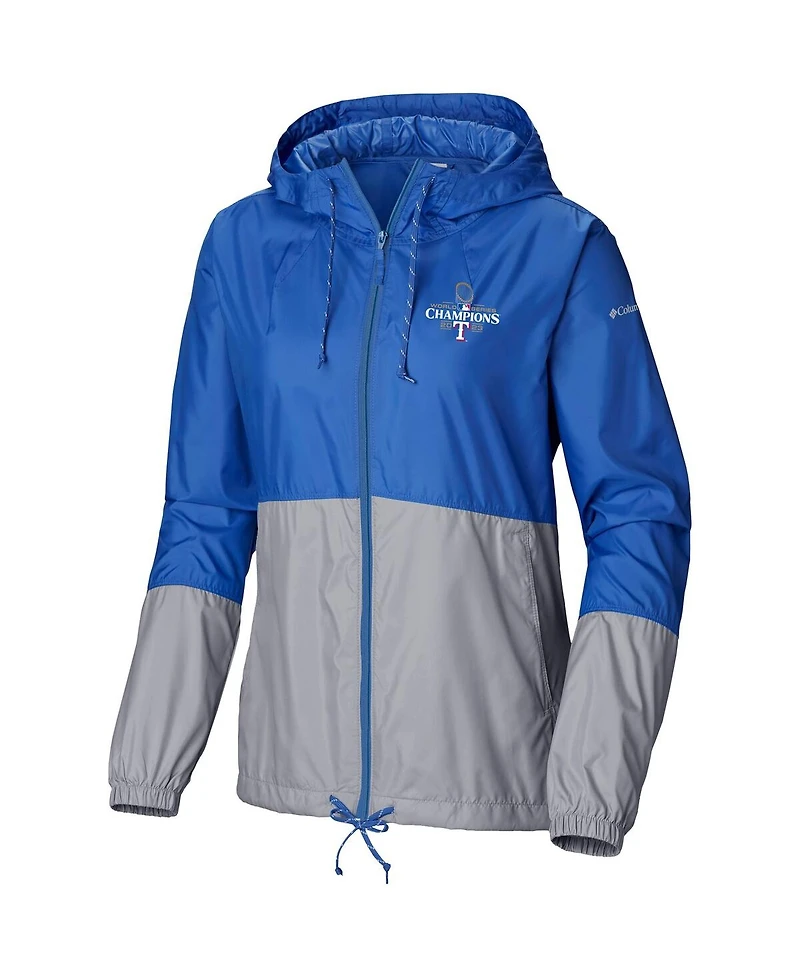 Women's Columbia Royal Texas Rangers 2023 World Series Champions Flash Forward Full-Zip Windbreaker Jacket