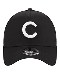 Men's New Era Black Chicago Cubs A-Frame 9FORTY Trucker Adjustable Hat