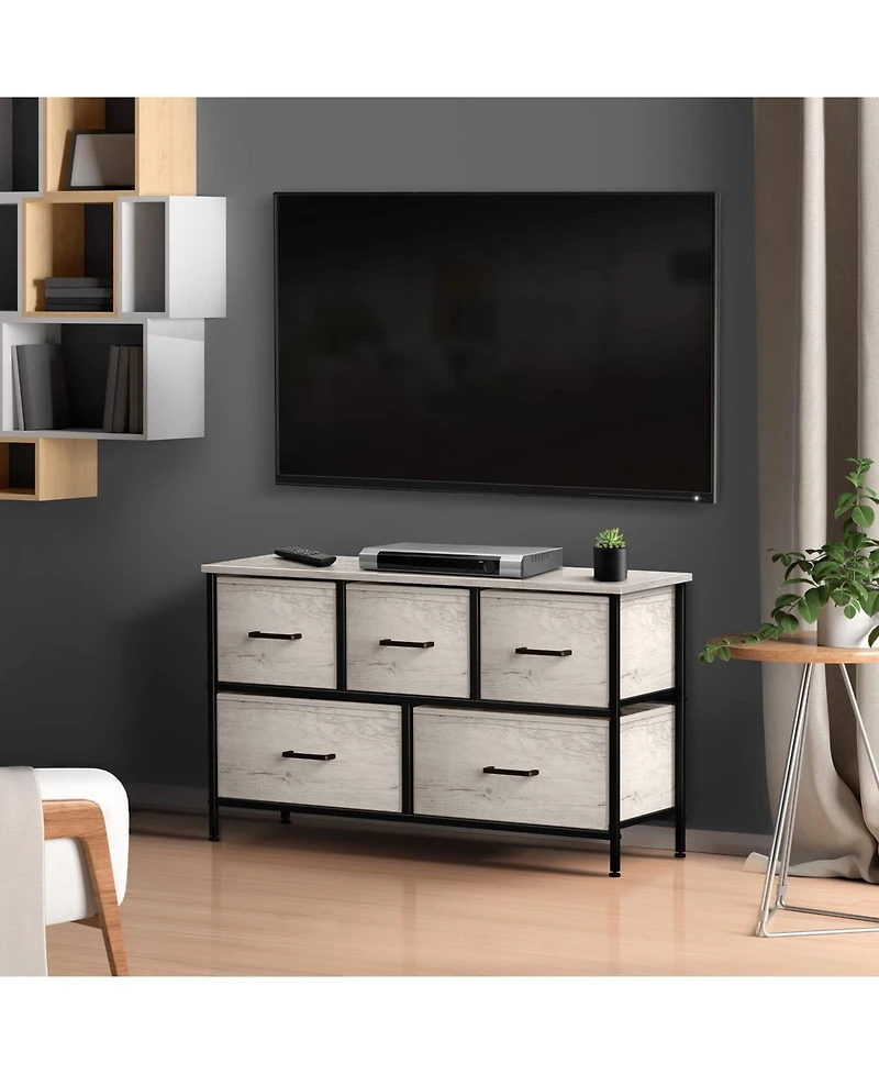 Sorbus 5 Drawers Dresser- Storage Unit with Steel Frame, Wood Top, Fabric Bins - for Bedroom, Closet