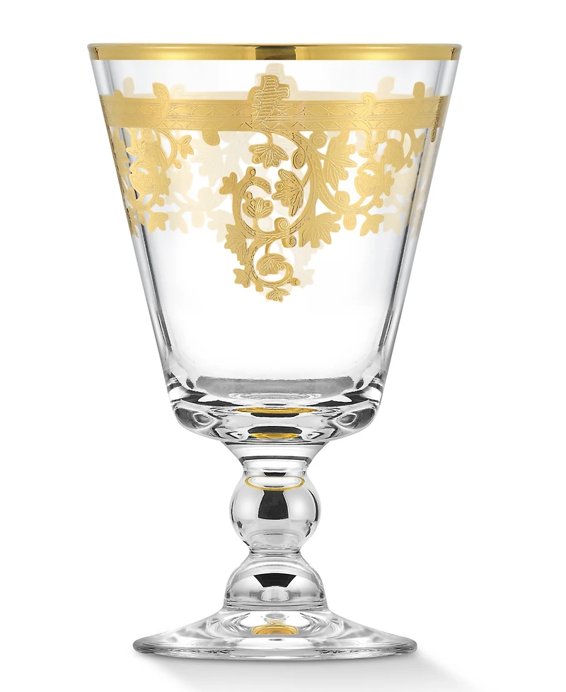 Lorren Home Trends Rosalie Gold Short Goblet, Set of 4
