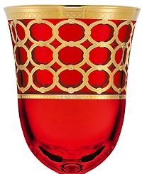 Lorren Home Trends Deep Red Colored White Wine Goblet with Gold-Tone Rings, Set of 4