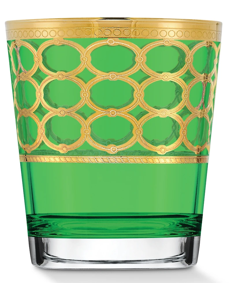 Lorren Home Trends Multicolor Double Old Fashion with Gold-Tone Rings, Set of 4