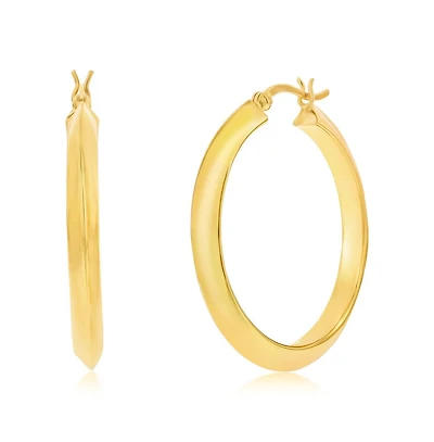 Sterling Silver or Gold Plated over Sterling Silver 36mm Flat Hoop Earrings