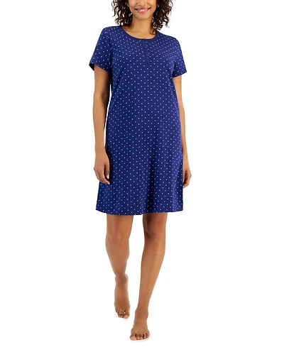 Charter Club Women's Cotton Printed Henley Sleepshirt, Created for Macy's