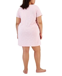 Charter Club Plus Cotton Ditsy Floral Henley Sleepshirt, Created for Macy's