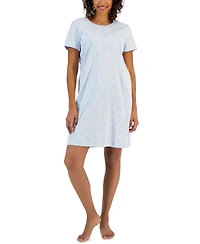 Charter Club Women's Cotton Printed Henley Sleepshirt, Created for Macy's