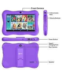 Contixo 7" Android Kids Tablet 32GB, Includes 50+ Disney Storybooks & Stickers, Protective Case with Kickstand, (2024 Model)