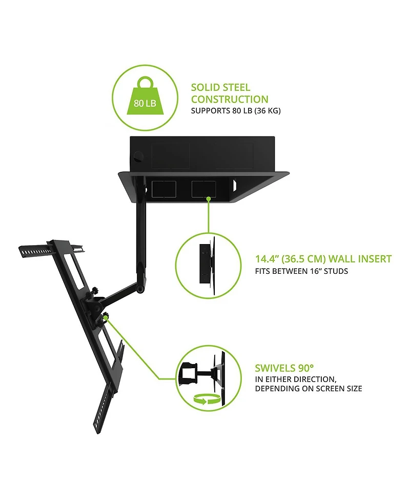 Kanto R300 Recessed In-Wall Full-Motion Mount for 32" - 55" TVs