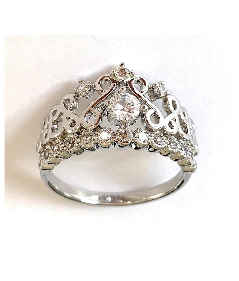 Princess Crown Ring with Cubic Zirconia Stones
