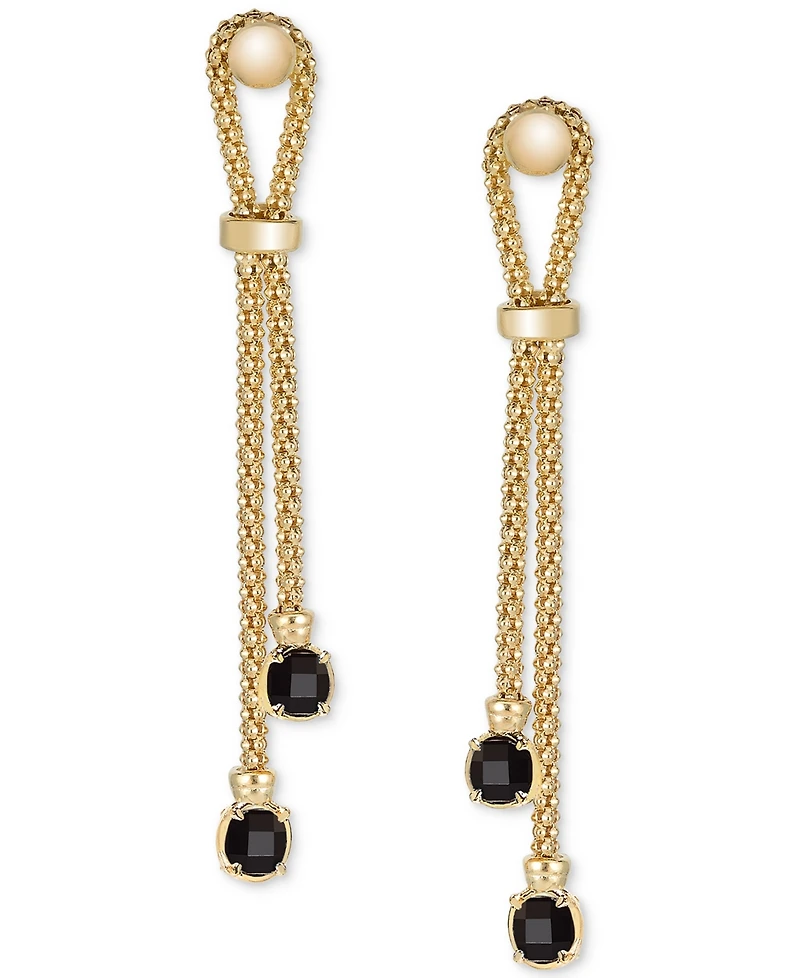 Onyx Popcorn Chain Link Drop Earrings 14k Gold-Plated Sterling Silver (Also available Turquoise, Swiss Blue Topaz & Lapis)