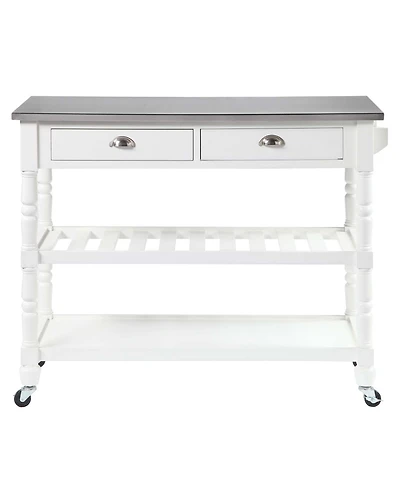 Convenience Concepts French Country 45" Medium Density Fiberboard (Mdf) 3 Tier Stainless Steel Kitchen Cart