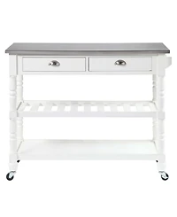 Convenience Concepts French Country 45" Medium Density Fiberboard (Mdf) 3 Tier Stainless Steel Kitchen Cart