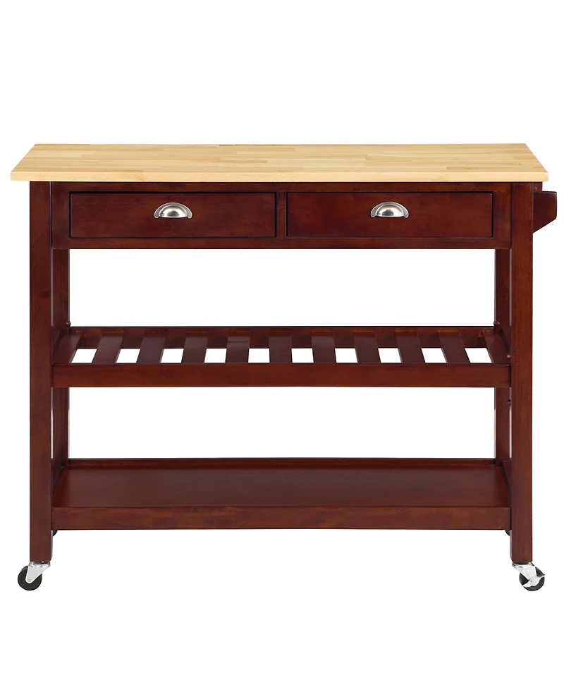 Convenience Concepts American Heritage 45" Wood 3 Tier Butcher Block Kitchen Cart