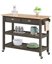 Convenience Concepts American Heritage 45" Wood 3 Tier Butcher Block Kitchen Cart