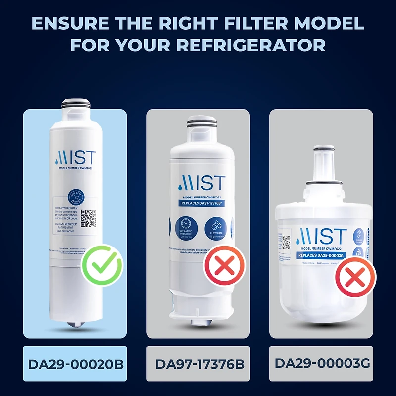 Mist DA29-00020B Water Filter Replacement. Compatible with Samsung: DA29-00020B-1, DA29-00020B, Haf-Cin/Exp, RF263BEAESR, RF28HMEDBSR, RF4287HARS