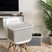Iris Letter & Legal Size Plastic Storage Bin Tote Organizing File Box with Durable and Secure Latching Lid, Stackable and Nestable, 4 Pack