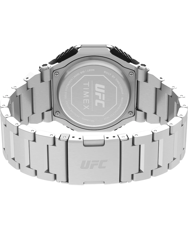 Timex Ufc Men's Colossus Analog-Digital Silver-Tone Stainless Steel Watch, 45mm