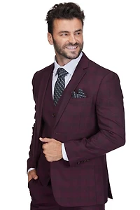 Gino Vitale Men's 3-Piece Slim Fit Check Suit