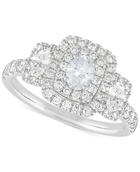 Diamond Oval Double Halo Engagement Ring (1-1/3 ct. t.w.) in 14k White Gold
