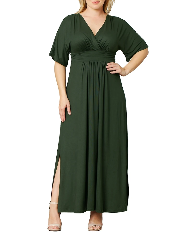 Kiyonna Women's Plus Vienna Kimono Sleeve Long Maxi Dress