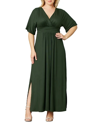 Kiyonna Women's Plus Vienna Kimono Sleeve Long Maxi Dress