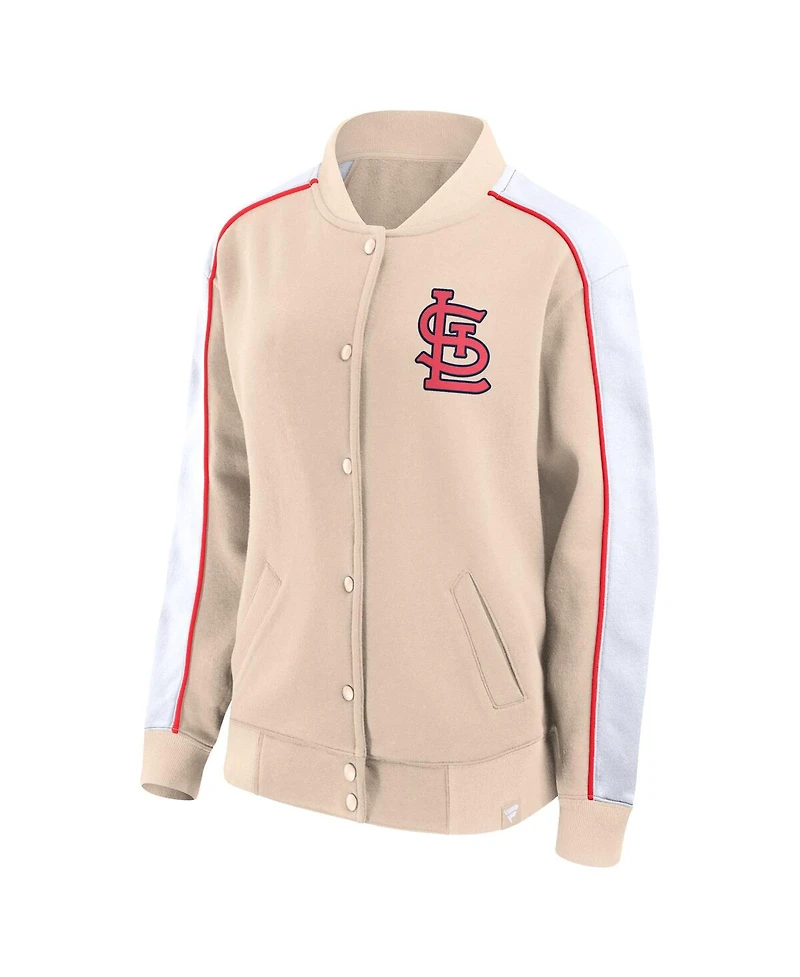 Women's Fanatics Tan St. Louis Cardinals Luxe Lounge Full-Snap Jacket