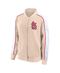 Women's Fanatics Tan St. Louis Cardinals Luxe Lounge Full-Snap Jacket