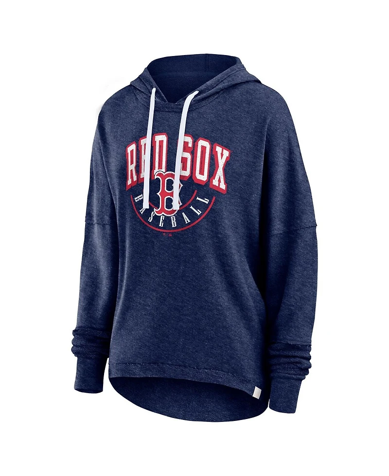 Women's Fanatics Heather Navy Distressed Boston Red Sox Luxe Pullover Hoodie