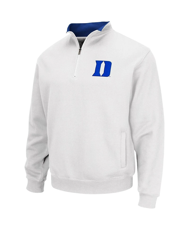Men's Colosseum White Duke Blue Devils Tortugas Quarter-Zip Top