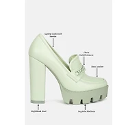 Corinne Womens Chain Embellished Chunky Loafers