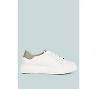 Schick Womens Lace Up Leather Sneakers