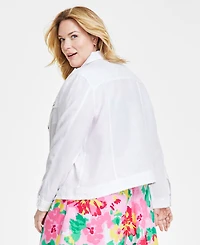 Charter Club Plus 100% Linen Jacket, Created for Macy's