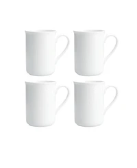 Fortessa Amanda White Embossed Mugs, Set of 4