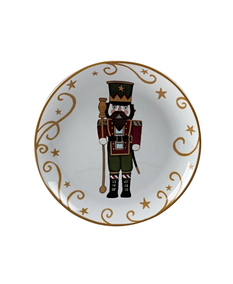 Holiday Magic Nutcracker 4 Piece Dessert Plate Set