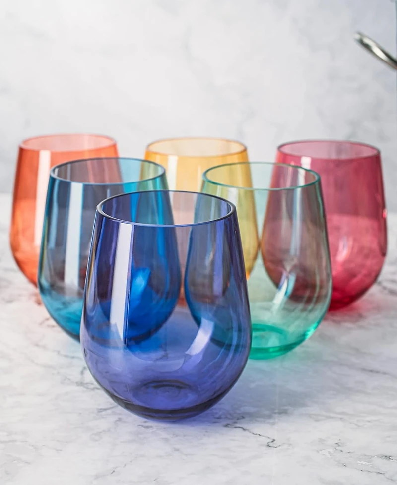 The Wine Savant Acrylic European Style Stemless Wine Glasses, Set of 6