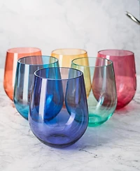 The Wine Savant Acrylic European Style Stemless Wine Glasses, Set of 6