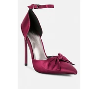 Dingles Womens Bow Embellished Satin Stiletto Sandals