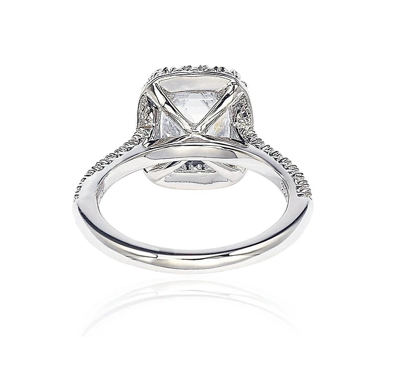 Suzy Levian New York Sterling Silver Emerald-cut Cubic Zirconia Halo Engagement Ring