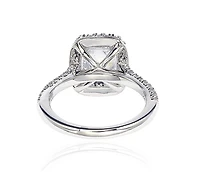 Suzy Levian New York Sterling Silver Emerald-cut Cubic Zirconia Halo Engagement Ring