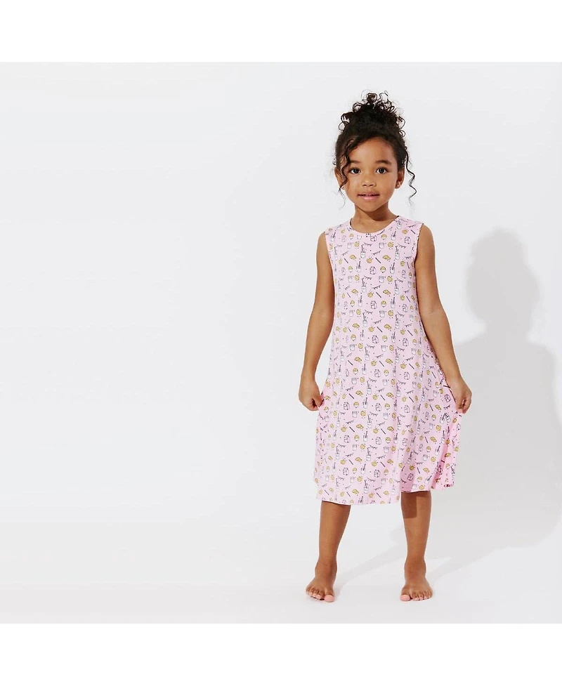 Bellabu Bear Toddler |Child Girls Pink Milk & Cookies Dress