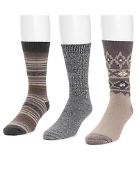 Muk Luks Men's 3 Pair Pack Microfiber Boot Socks