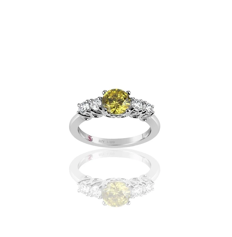 Suzy Levian Sterling Silver Asscher Cut Cubic Zirconia Center Stone Ring