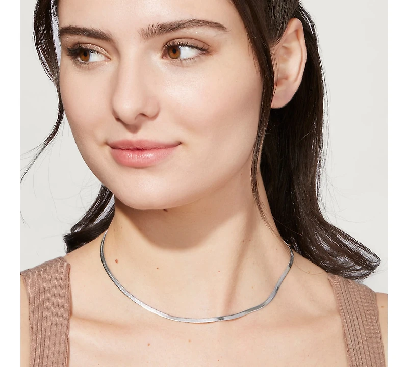 Ana Luisa Herringbone Chain Necklace - Ina Silver