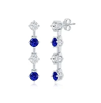 Sterling Silver Round Cz Long Earrings - Sterling Silver, Rose Gold or Gold Plated