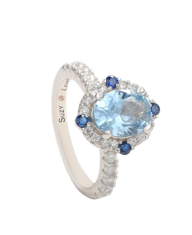 Suzy Levian Sterling Silver Cubic Zirconia Oval Ring